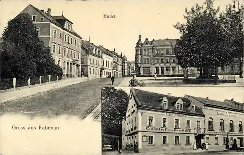 Ak Rabenau im Erzgebirge, Gasthof zum Amthof, Markt