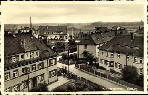 Ak Wülknitz in Sachsen, Blick auf die Siedlung, Bahnhof