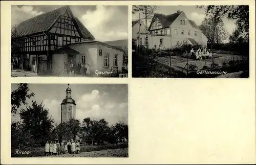 Ak Wernsdorf Naundorf Starkenberg, Gasthof Albert Rudolph, Kirche