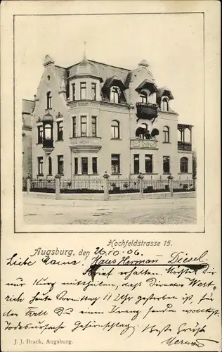 Ak Augsburg in Schwaben, Hochfeldstraße 15