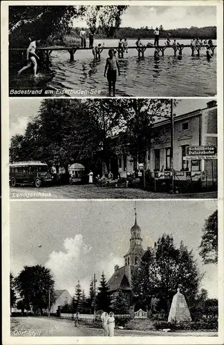 Ak Biesenthal in der Mark, Badestrand, Eiserbuden See, Dorfdidyll, Gasthaus