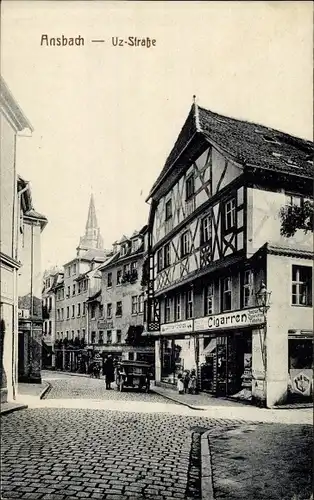 Ak Ansbach in Mittelfranken, Uz. Straße, Cigarren Geschäft