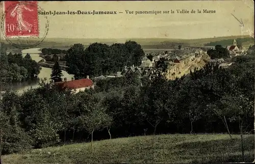 Ak Saint Jean les Deux Jumeaux Seine et Marne, Vue panoramique sur la Vallee de la Marne