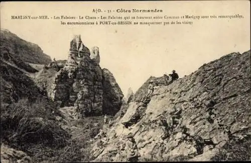 Ak Marigny sur Mer Calvados, Les Falaises, Le Chaos