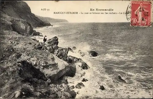 Ak Marigny sur Mer Calvados, La mer, Les rochers