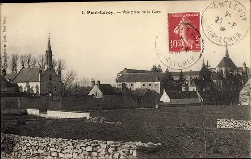 Ak Pontlevoy Loir et Cher, Vue prise de la Gare