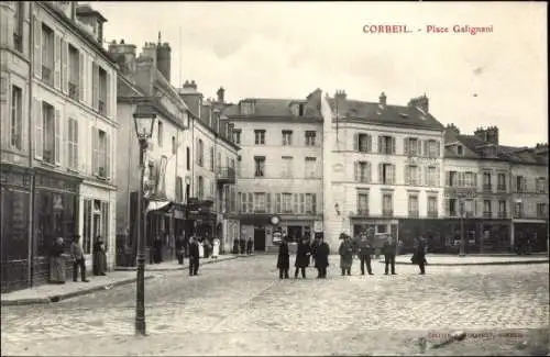 Ak Corbeil Essonne, Place Galignani