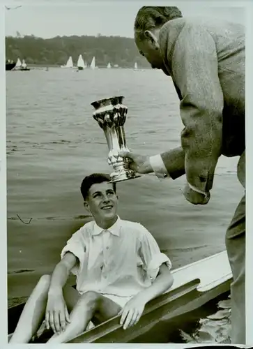 Foto Int. Berliner Ruder Regatta 1955, Georg Hax Vierer, RG Hansa Hamburg, Hans Dieter Sohst, Wulff