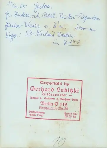 Foto Gr. Int. Berliner Ruder Regatta Gatow 1955, Junior Vierer ohne Steuermann, SV Einheit Berlin
