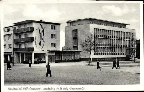 Ak Wilhelmshaven in Niedersachsen, Kreuzung Paul Hug Straße, Grenzstraße, Café