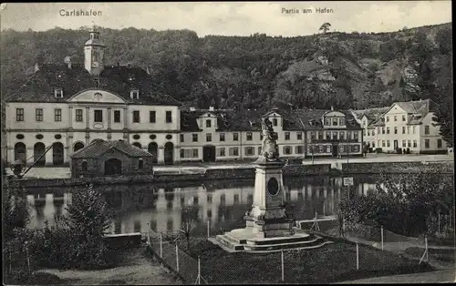 Ak Bad Karlshafen an der Weser, Hafen, Denkmal