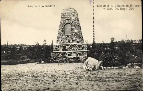 Ak Wünsdorf Zossen in Brandenburg, Denkmal d. gefallenen Krieger, Res. Inf. Regt. 204