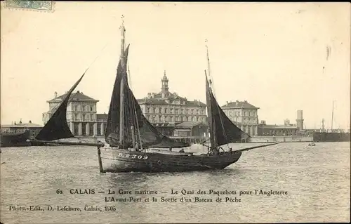 Ak Calais Pas de Calais, La Gare maritime, Le Quai des Paquebots pour l'Angleterre