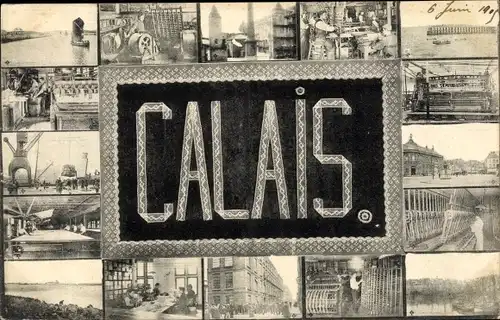 Buchstaben Ak Calais Pas de Calais, Stadtansichten, Maschinen, Segelboot