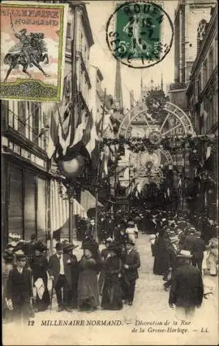 Ak Rouen Seine Maritime, Millenaire Normand, Decoration de la Rue de la Grosse Horloge