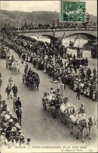 Ak Rouen Seine Maritime, Fetes Normandes, Juin 1909, La Reine de Paris