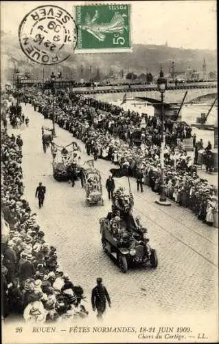 Ak Rouen Seine Maritime, Fetes Normandes, Juin 1909, Chars du Cortege