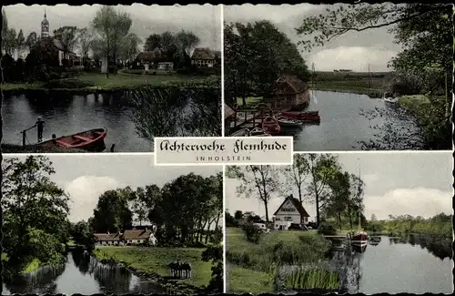 Ak Achterwehr Flemhude in Holstein, Wasseransichten, Hotel, Dorf