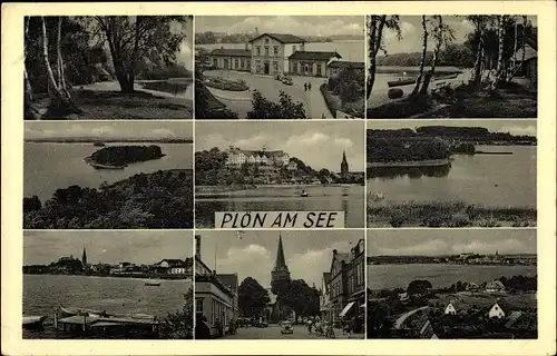 Ak Plön in Holstein, Schloss, Ortschaft, See, Insel, Panorama