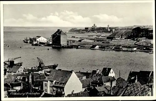 Ak Flensburg in Schleswig Holstein, Freihafen