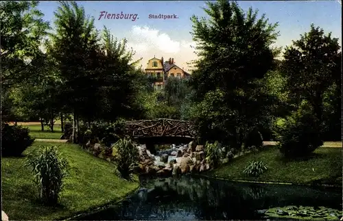 Ak Flensburg in Schleswig Holstein,Stadtpark