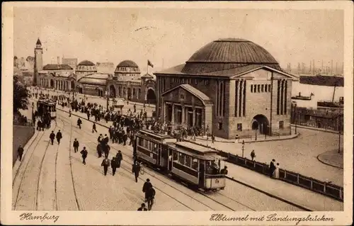 Ak Hamburg Mitte Altstadt, Elbtunnel, Landungsbrücke, Straßenbahn Linie 7