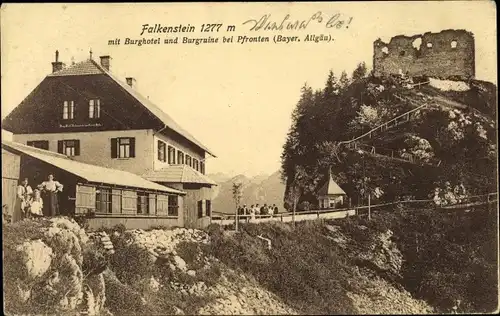 Ak Pfronten Ostallgäu Bayern, Falkenstein mit Burghotel und Burgruine