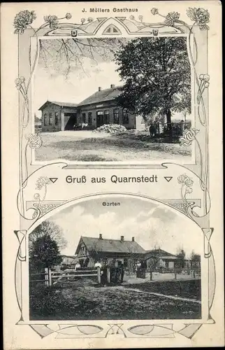 Jugendstil Passepartout Ak Quarnstedt Steinburg in Holstein, Garten, Gasthaus