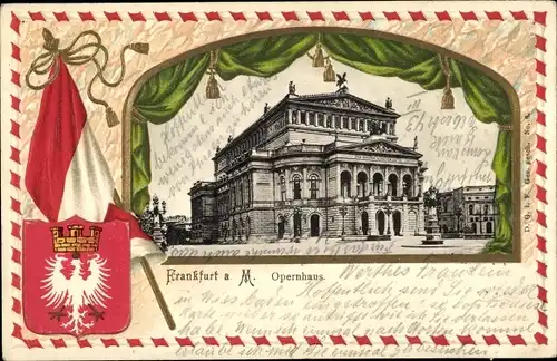 Präge Passepartout Wappen Ak Frankfurt am Main, Opernhaus