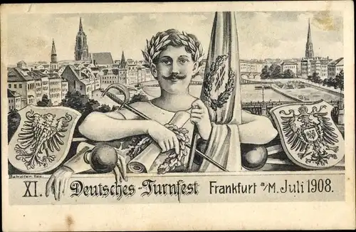 Wappen Ak Frankfurt am Main, XI. Deutsches Turnfest Juli 1908