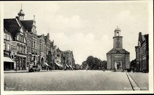 Ak Husum in Nordfriesland, Markt, Kirche