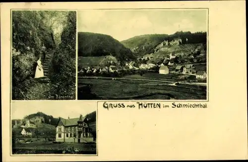 Ak Hütten Schelklingen auf der Schwäbischen Alb, Panorama, Gasthaus