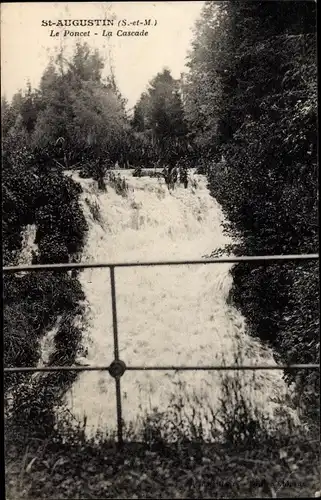 Ak Saint Augustin Seine et Marne, Le Poncet, La Cascade