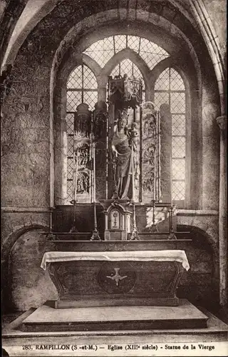 Ak Rampillon Seine-et-Marne, Eglise, Statue de la Vierge