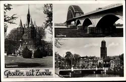 Ak Zwolle Overijssel Niederlande, Sassenpoort, IJsselbrug, N. Havenbrug