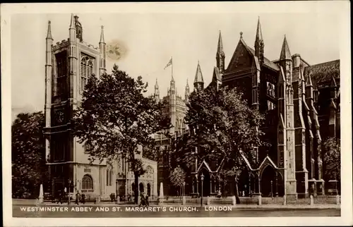 Ak London City England, Westminster Abbey and St. Margaret's Church