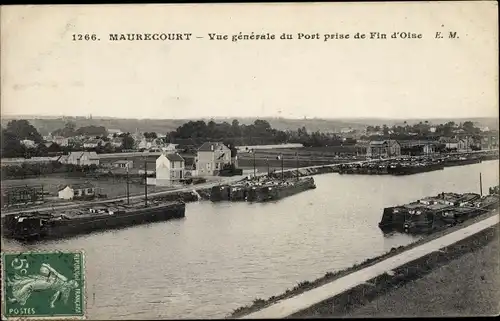Ak Maurecourt Yvelines, Vue generale du Port prise de Fin d'Oise