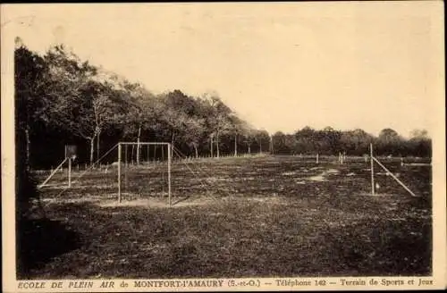 Ak Montfort l'Amaury Mère Yvelines, Ecole de Plein Air, Terrain de Sports et Jeux