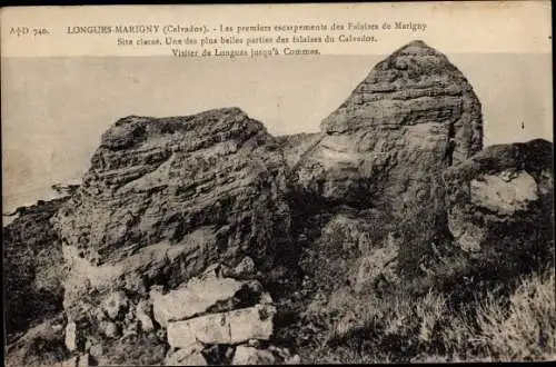 Ak Longues Marigny Calvados, Les premiers escarpements des Falaises de Marigny