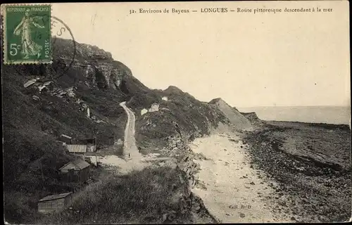 Ak Longues Calvados, Route pittoresque descendant a la mer