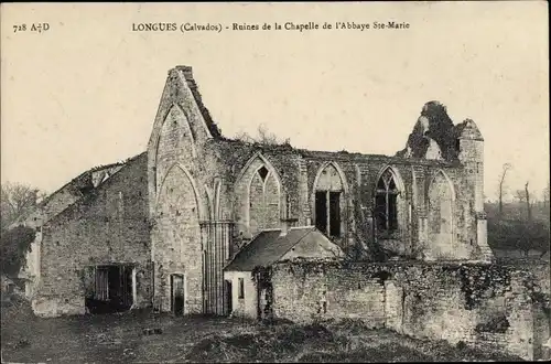 Ak Longues Calvados, Ruines de la Chapelle de l'Abbaye Sainte Marie