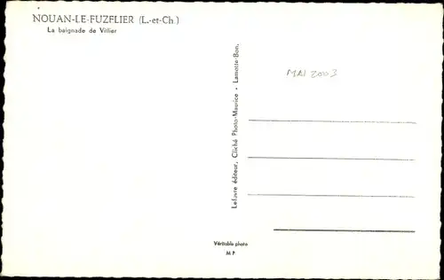 Ak Nouan le Fuzelier Loir-et-Cher, La baignade de Villier