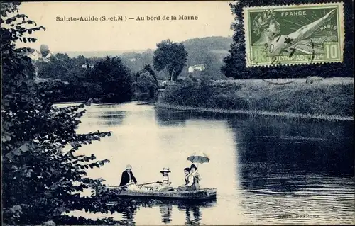 Ak Sainte Aulde Seine et Marne, Au bord de la Marne