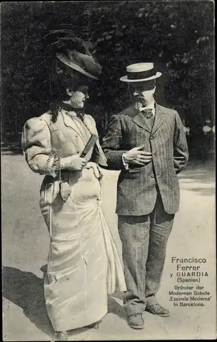 Ak Francesc Ferrer i Guàrdia, Gründer der Modernen Schule Escuela Moderne, Barcelona