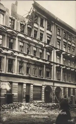 Ak Berlin Friedrichshain, Zerstörtes Haus Palisadenstraße, Straßenkämpfe März 1919, Generalstreik