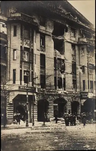 Ak Berlin, Straßenkämpfe, Zerstörtes Gebäude des Vorwärts, Spartakusaufstand 1919, Generalstreik