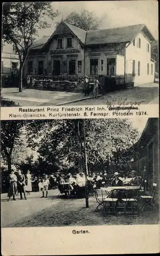 Ak Klein Glienicke Neubabelsberg Potsdam in Brandenburg, Restaurant Prinz Friedrich Karl, Garten