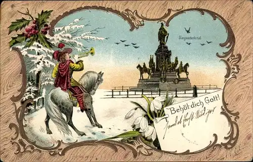 Litho Behüt dich Gott, Trompeter von Säckingen, Winter, Siegesdenkmal