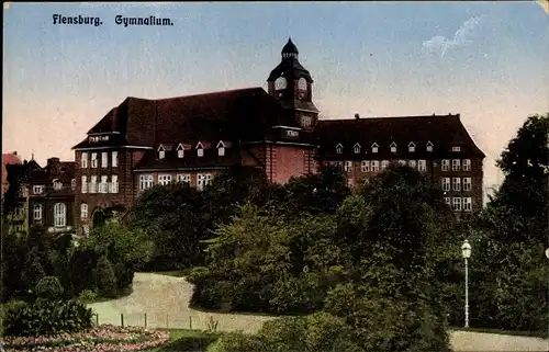 Ak Flensburg Schleswig Holstein, Blick auf das Gymnasium