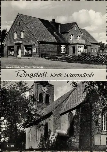 Ak Ringstedt Geestland in Niedersachsen, Geschäftshaus, Kirche